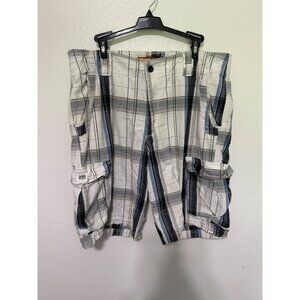 Lee Dungarees Shorts White Gray Plaid Cargo Mens 36